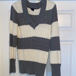 Gray and white sweater